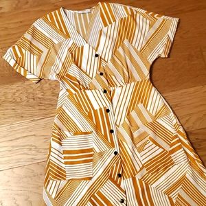 Roolee Riviera Detail Midi Dress in Goldenrod Nursing Friendly Retro Mustard